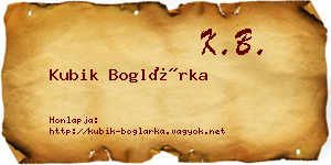Kubik Boglárka névjegykártya