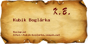 Kubik Boglárka névjegykártya